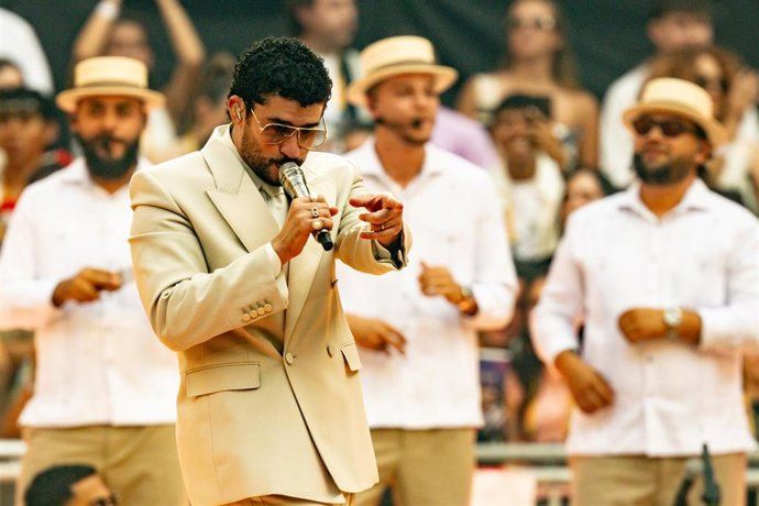 El cantante Bad Bunny actúa durante un concierto, en el Riyadh Air Metropolitano, a 30 de mayo de 2026, en Madrid (España). El cantante Bad Bunny actúa durante un concierto, en el Riyadh Air Metropolitano, a 30 de mayo de 2026, en Madrid (España).