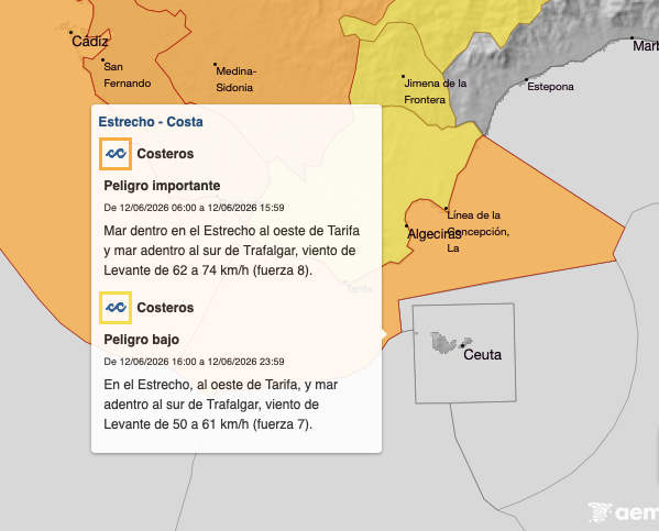 Tarifa cierra de forma preventiva todas sus instalaciones municipales al aire libre por el fuerte temporal