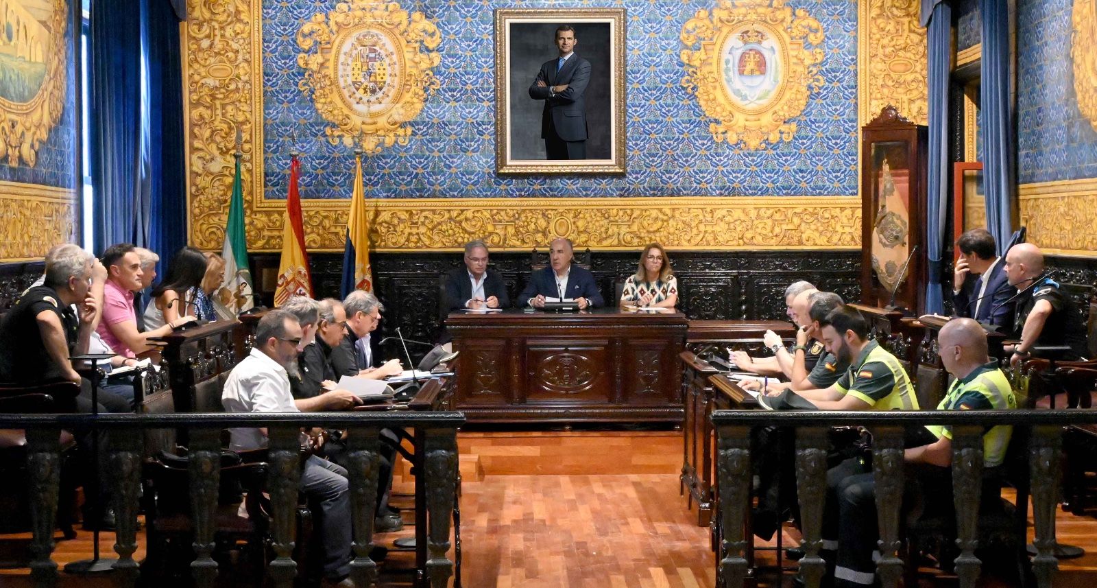 Imagen de la reunión de la Junta Local de Seguridad por la Feria Real. 