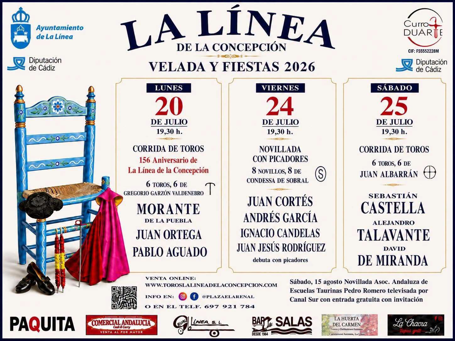 La Línea presenta los tres carteles taurinos para la Velada y Fiestas 2026