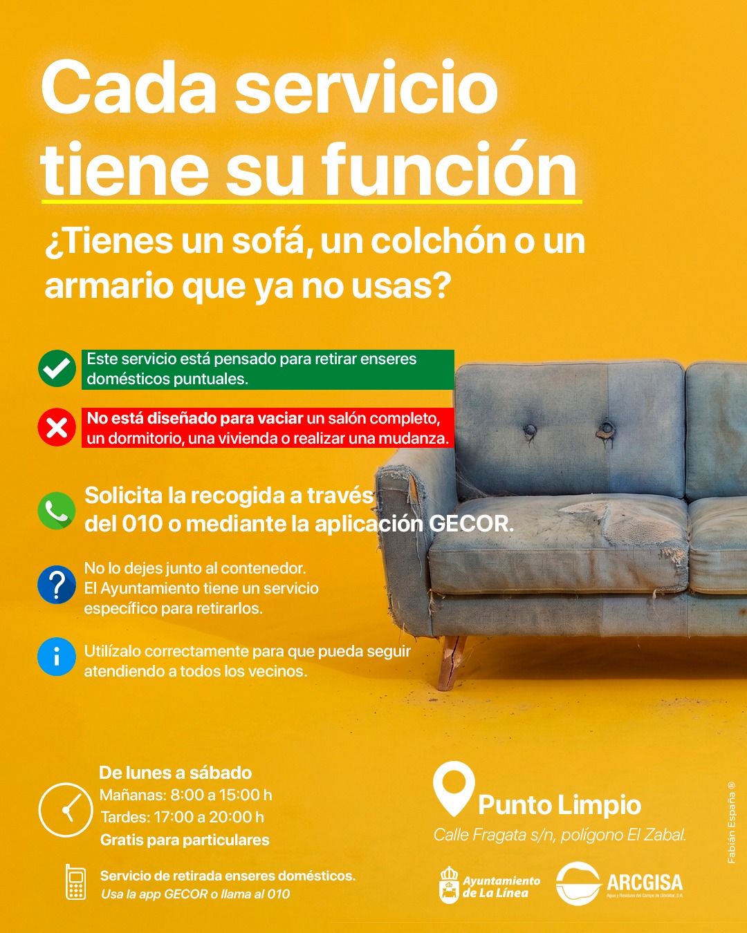 La Línea amplía el horario del Punto Limpio y refuerza la recogida de enseres
