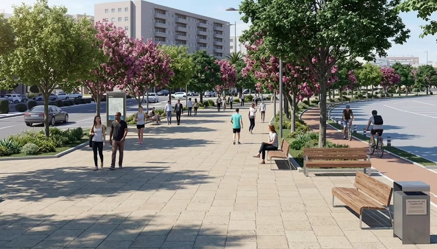 Recreación del proyecto del Lago Marítimo. La APBA abre una parcela en el norte del Llano Amarillo ante la falta de aparcamientos por las obras