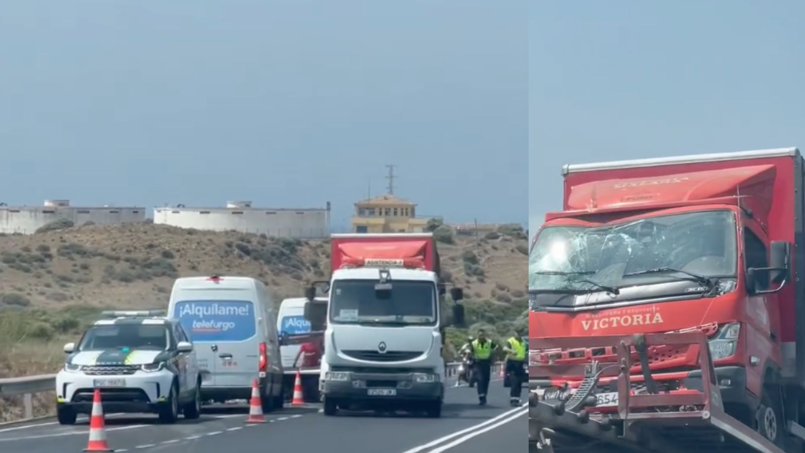 Un camión cargado de cerveza vuelca en la N-340 y provoca largas retenciones sin dejar heridos