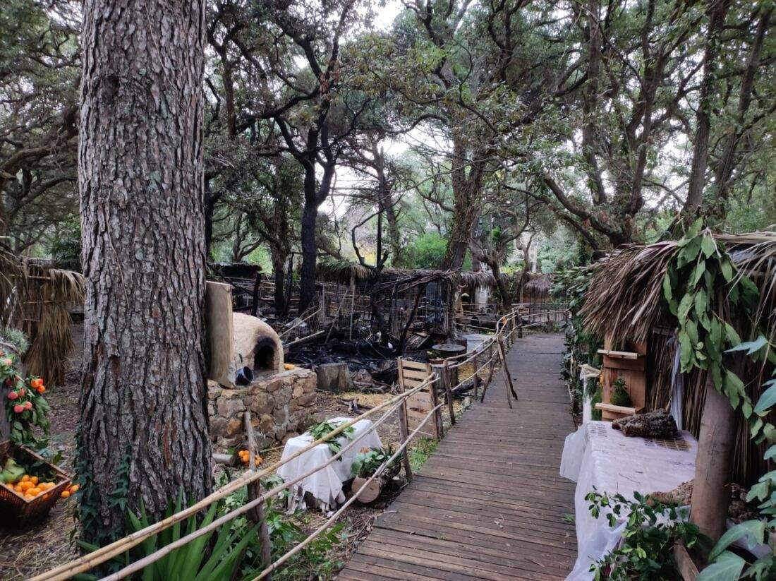 Parte del Belén de Pelayo afectado por el incendio..